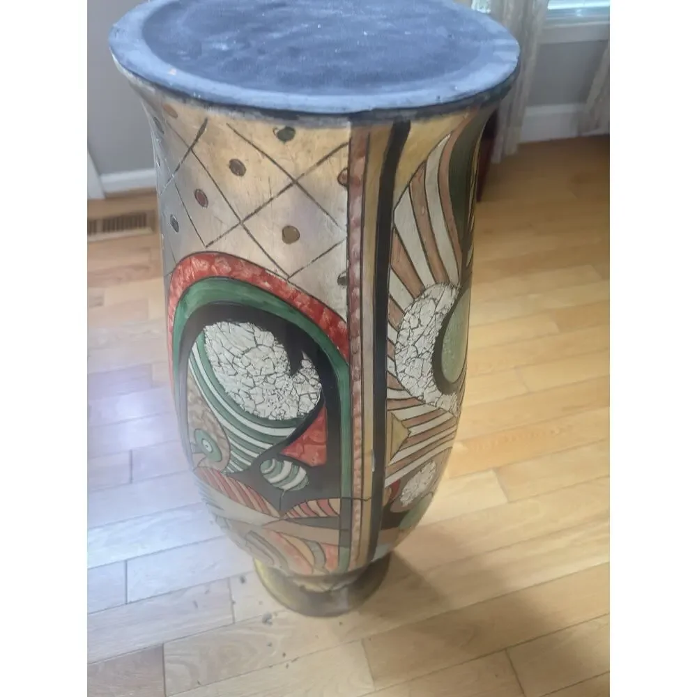 Picasso Inspired Cubist Faces Floor Vase Multicolor Inset Mosaic Art 35” Tall